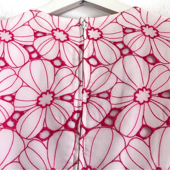Lilly Pulitzer Keila Hot Pink White Floral Botanical Eyelet Tiered Dress Size 6 - Picture 7 of 11